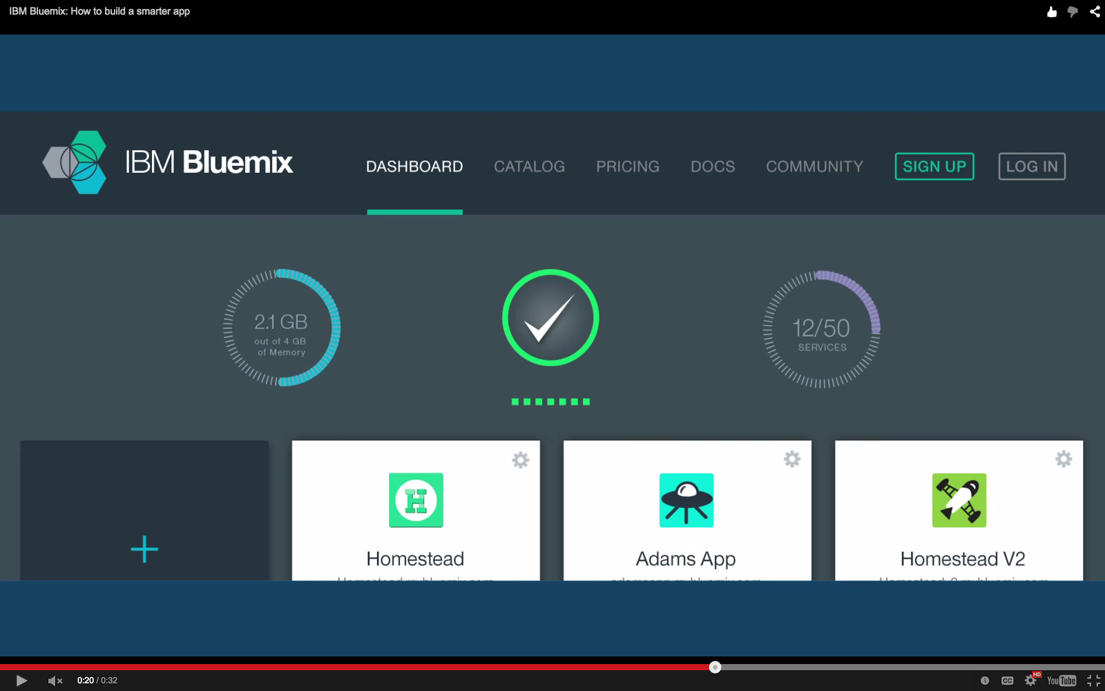 Bluemix YouTube: Bluemix UI Dashboard