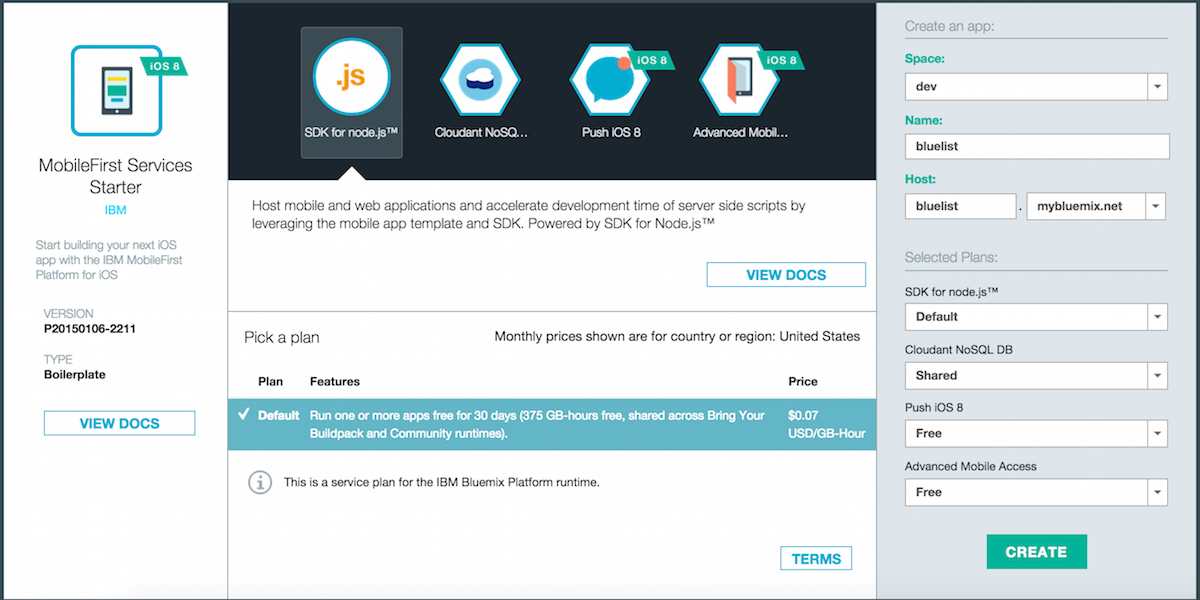 Bluemix Updates: IBM MobileFirst Services Starter